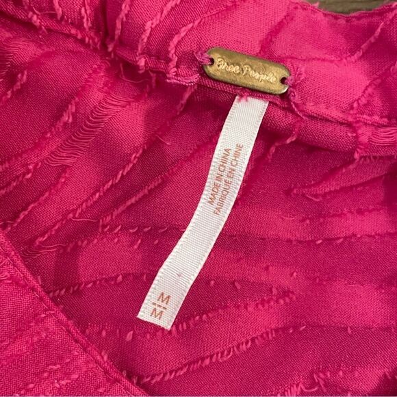 Free People Can’t Stop Dreaming Oversized Tunic Blouse Hot Pink Size Medium - Picture 12 of 14